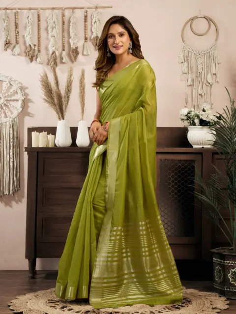 Olive Green Khadi Cotton Saree