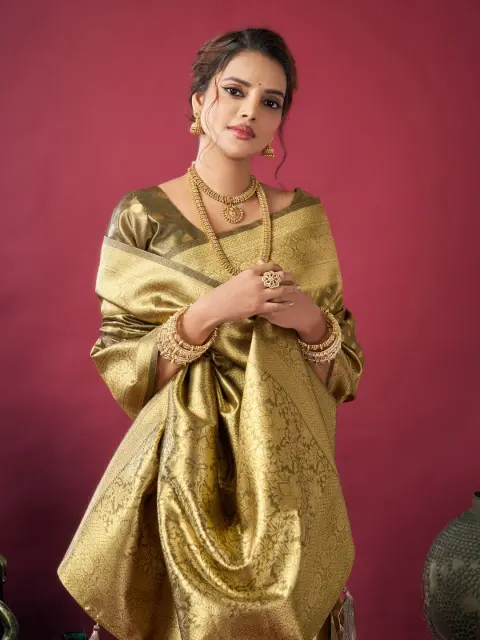 Mehndi Green Tissue Silk Saree