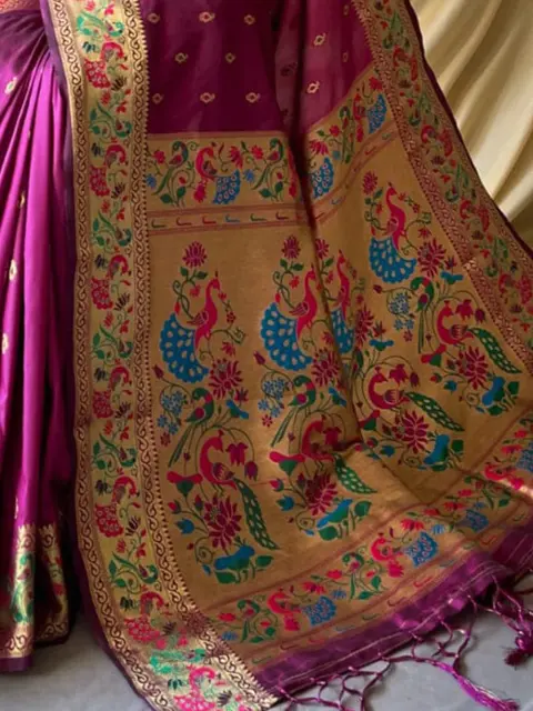 Purple Paithani Silk Saree