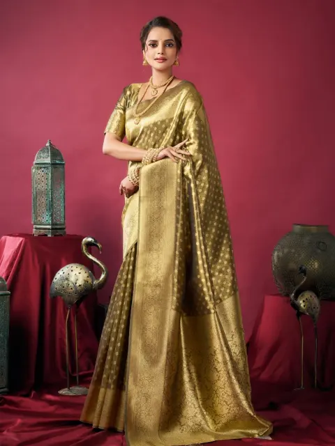 Mehndi Green Tissue Silk Saree