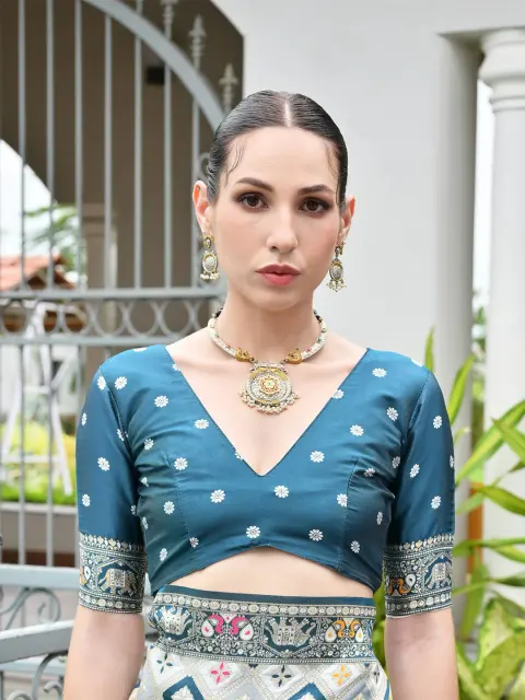Grey Patola Print Silk Saree