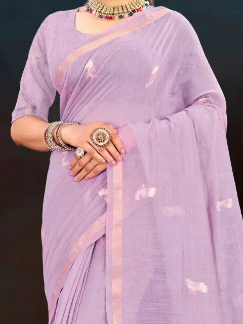 Lavender Cotton Blend Saree