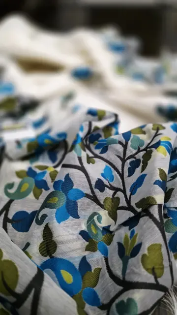 Azure Bloom Cotton Tantuj Saree