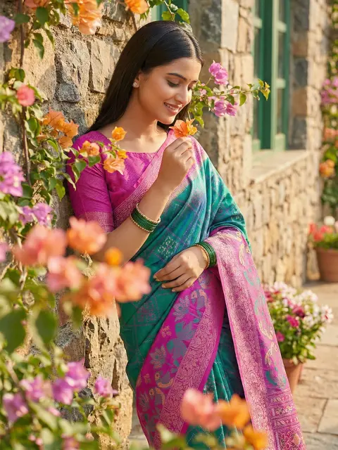Teal Pochampalli Silk Saree