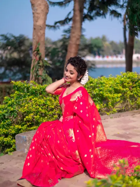 Red Banarasi Silk Blend Saree