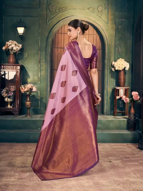 Purple Banarasi Soft Silk Saree
