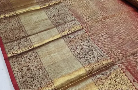 Deep Green Bridal Kanchipuram Silk Saree with Maroon Zari Border