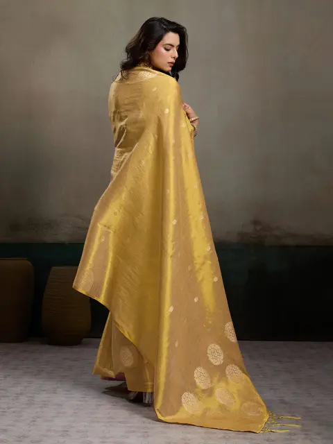 Golden Beige Tissue Silk Saree