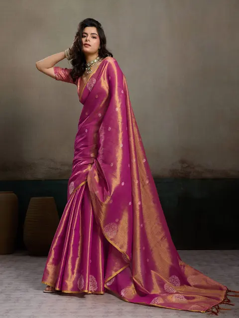 Magenta Tissue Silk Saree