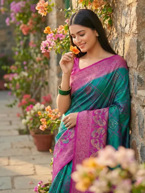 Teal Pochampalli Silk Saree
