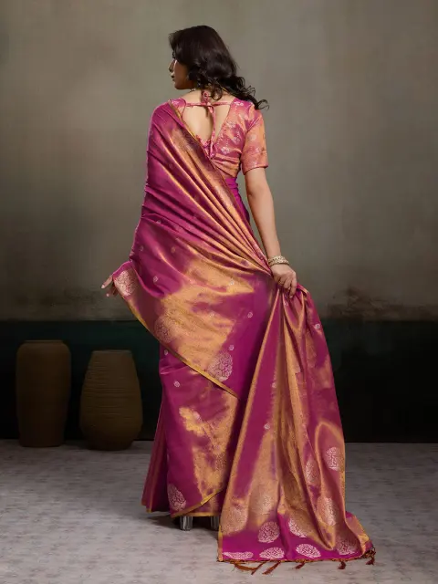 Magenta Tissue Silk Saree