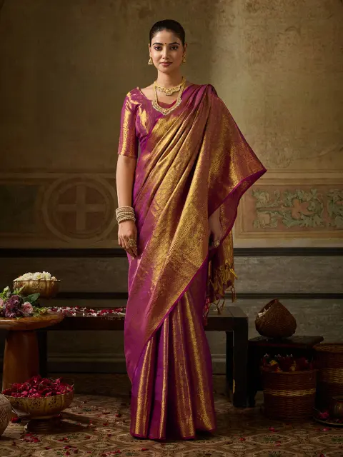 Wine Kanchivaram Silk Saree