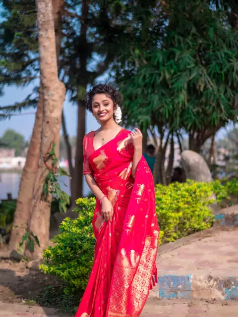 Red Banarasi Silk Blend Saree