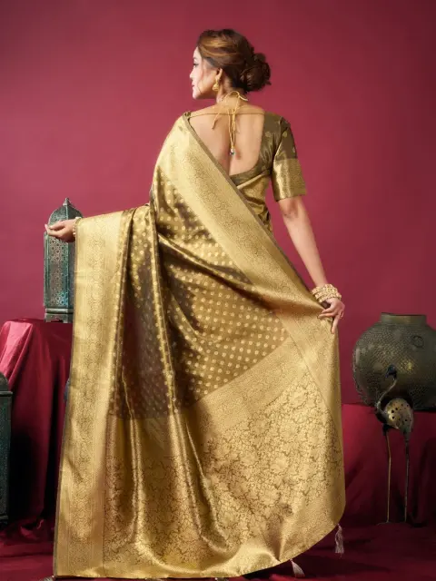Mehndi Green Tissue Silk Saree