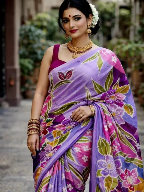 Lavender Botanical Saree