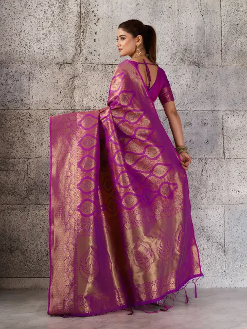 Magenta Kanjivaram Silk Blend Saree