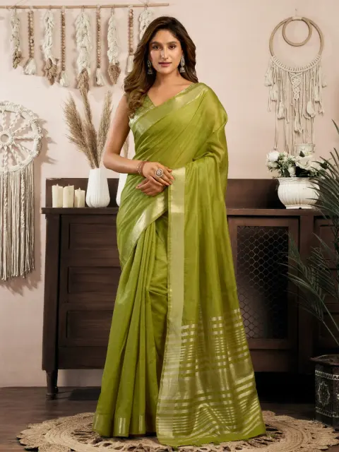 Olive Green Khadi Cotton Saree