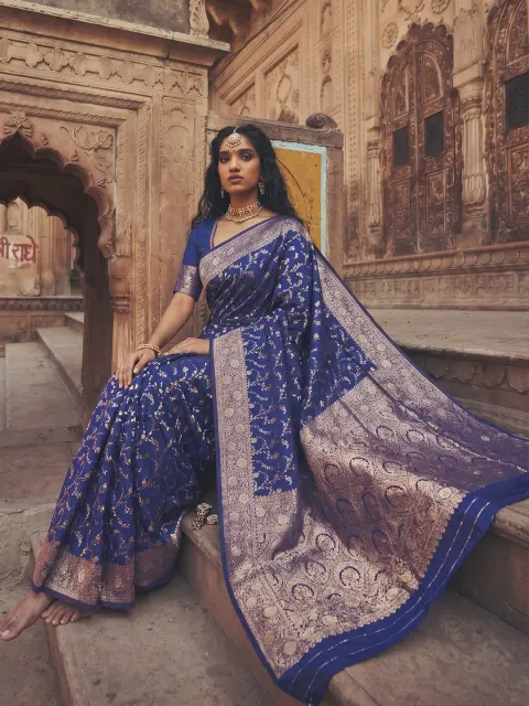 Royal Blue Banarasi Art Silk Saree