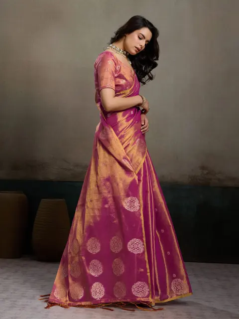 Magenta Tissue Silk Saree