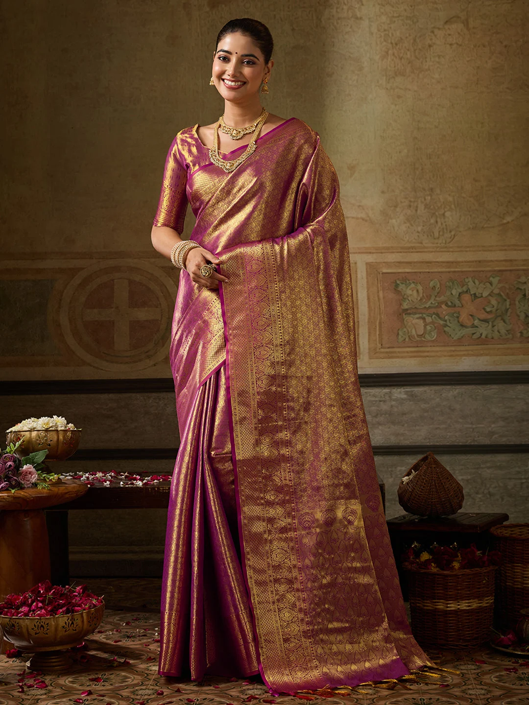 Wine Kanchivaram Silk Saree