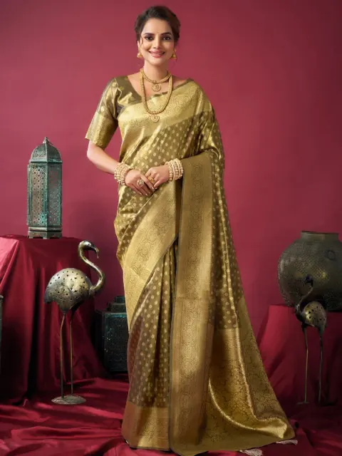 Mehndi Green Tissue Silk Saree