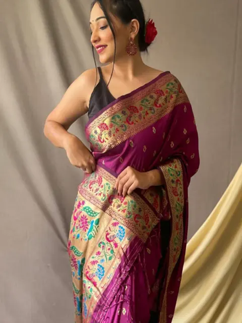 Purple Paithani Silk Saree