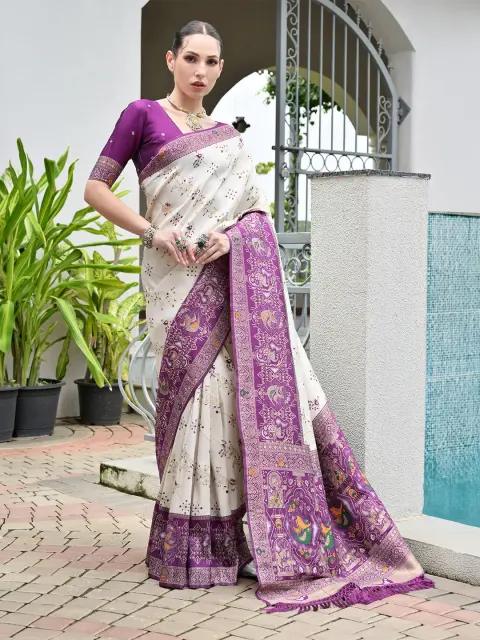 Wine Patola Print Silk Saree