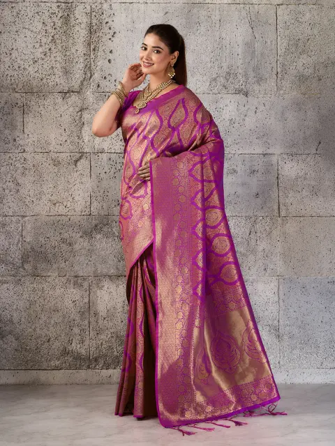 Magenta Kanjivaram Silk Blend Saree
