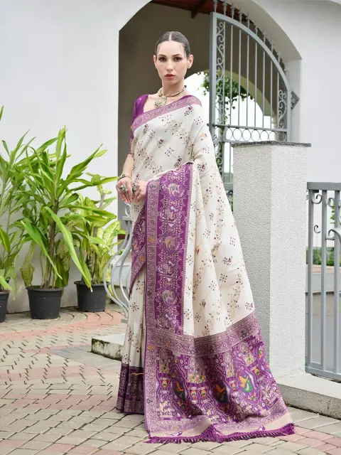 Wine Patola Print Silk Saree
