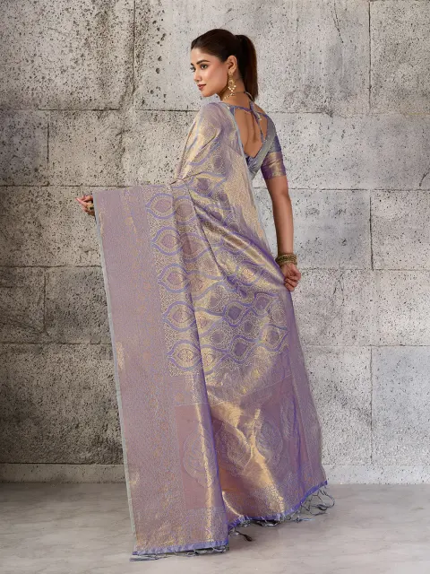 Grey Kanjivaram Silk Blend Saree