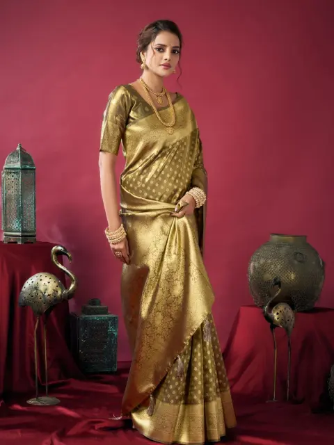 Mehndi Green Tissue Silk Saree