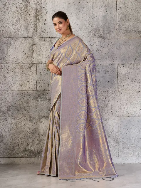 Grey Kanjivaram Silk Blend Saree
