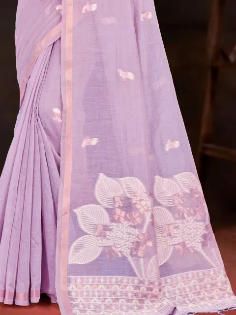 Lavender Cotton Blend Saree