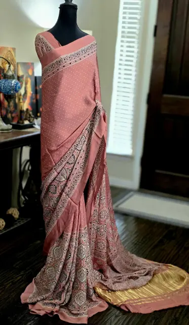 Ajrakh Print Pure Modal Silk Saree