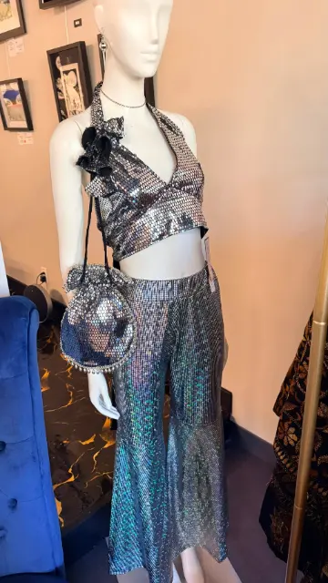 Black silver sequin halter co-ord set — original product view 2