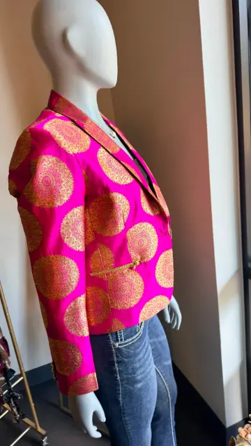 Fuchsia gold brocade tailored jacket — original product view 2