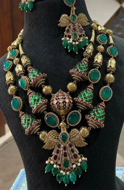 Emerald Green Peacock Pendant Jewelry Set