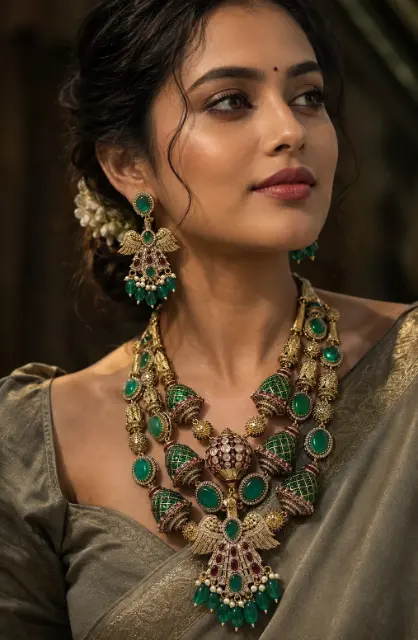Emerald Green Peacock Pendant Jewelry Set
