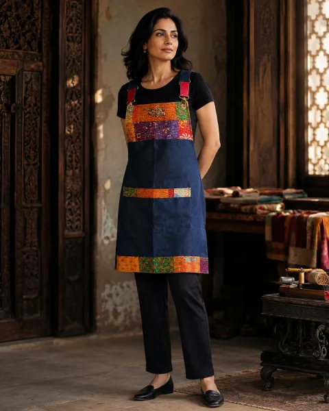 Indigo Patchwork Denim Artist Apron