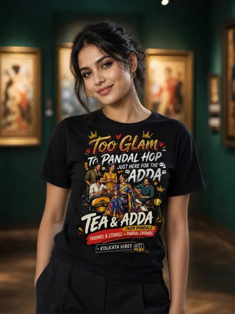 Too Glam to Pandal-Hop: Tea and Adda Vibe Shirt
