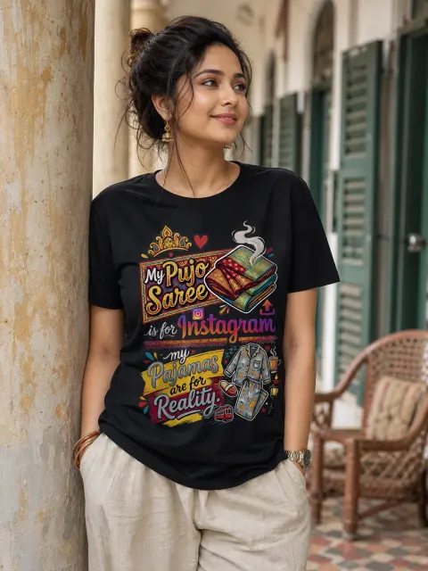 Pujo Saree on Instagram, Pajamas in Reality Vibe Shirt