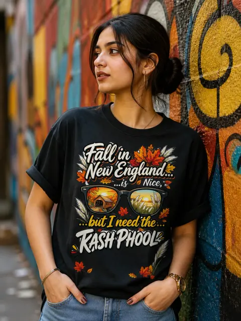 Fall in New England, Need Kashphool Vibe Shirt — Bengali woman editorial photograph