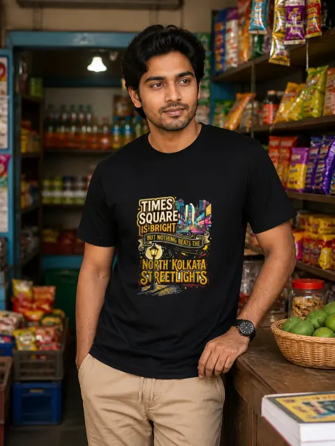 Times Square vs. North Kolkata Street Lights Vibe Shirt