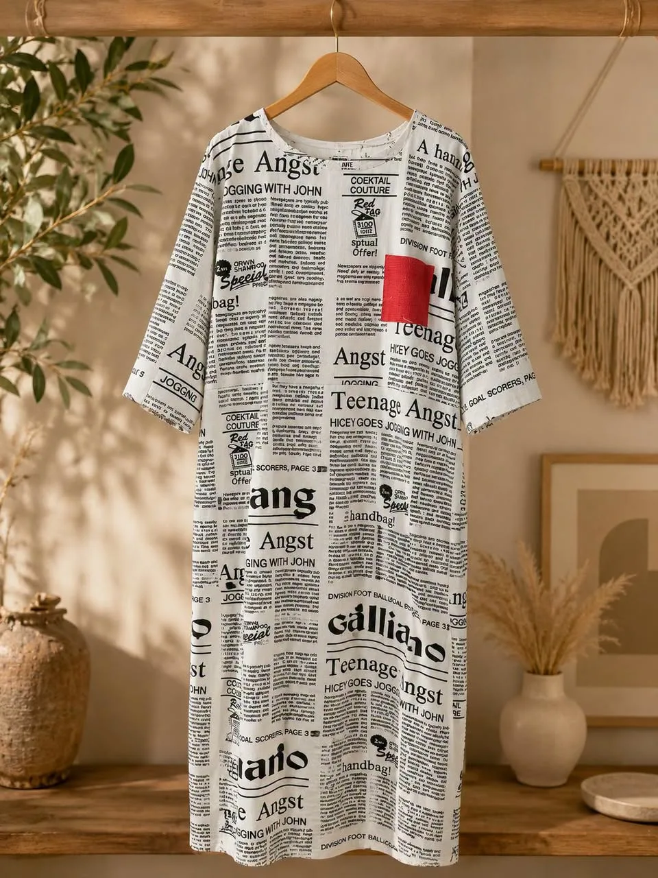 Newspaper Print Handloom Cotton Dress