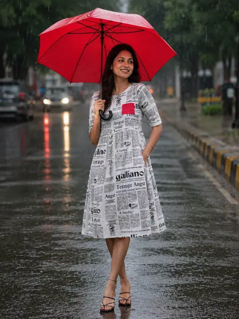 Newspaper Print Handloom Cotton Dress
