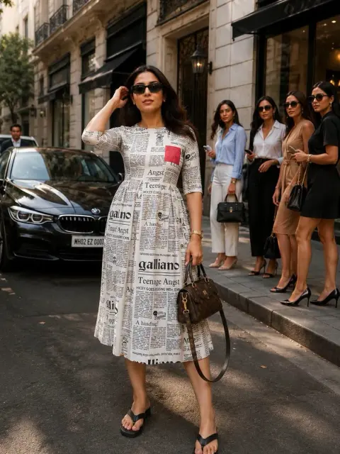 Newspaper Print Handloom Cotton Dress