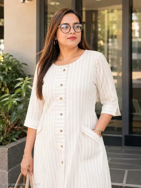 Striped Khadi Cotton Dress