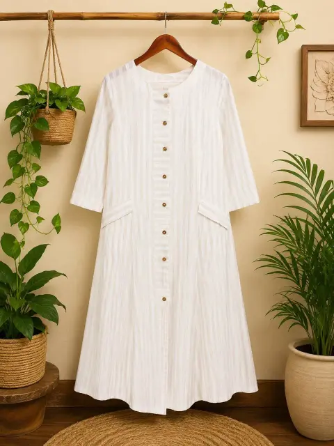Striped Khadi Cotton Dress