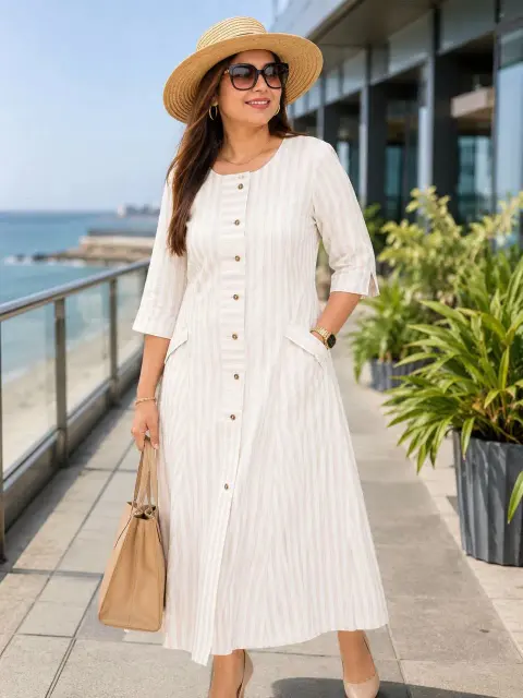 Striped Khadi Cotton Dress