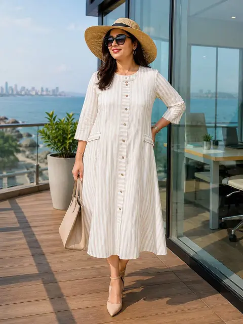 Striped Khadi Cotton Dress